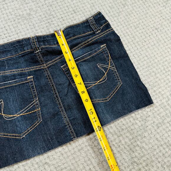 vintage retro y2k dark wash ultra micro mini low rise denim skirt blue epic 10 - Picture 4 of 6